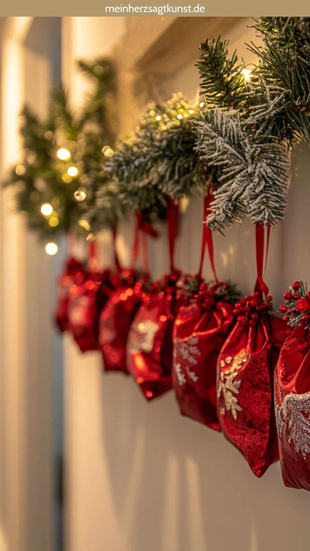 Weihnachtlicher Adventskalender als festliche Girlande