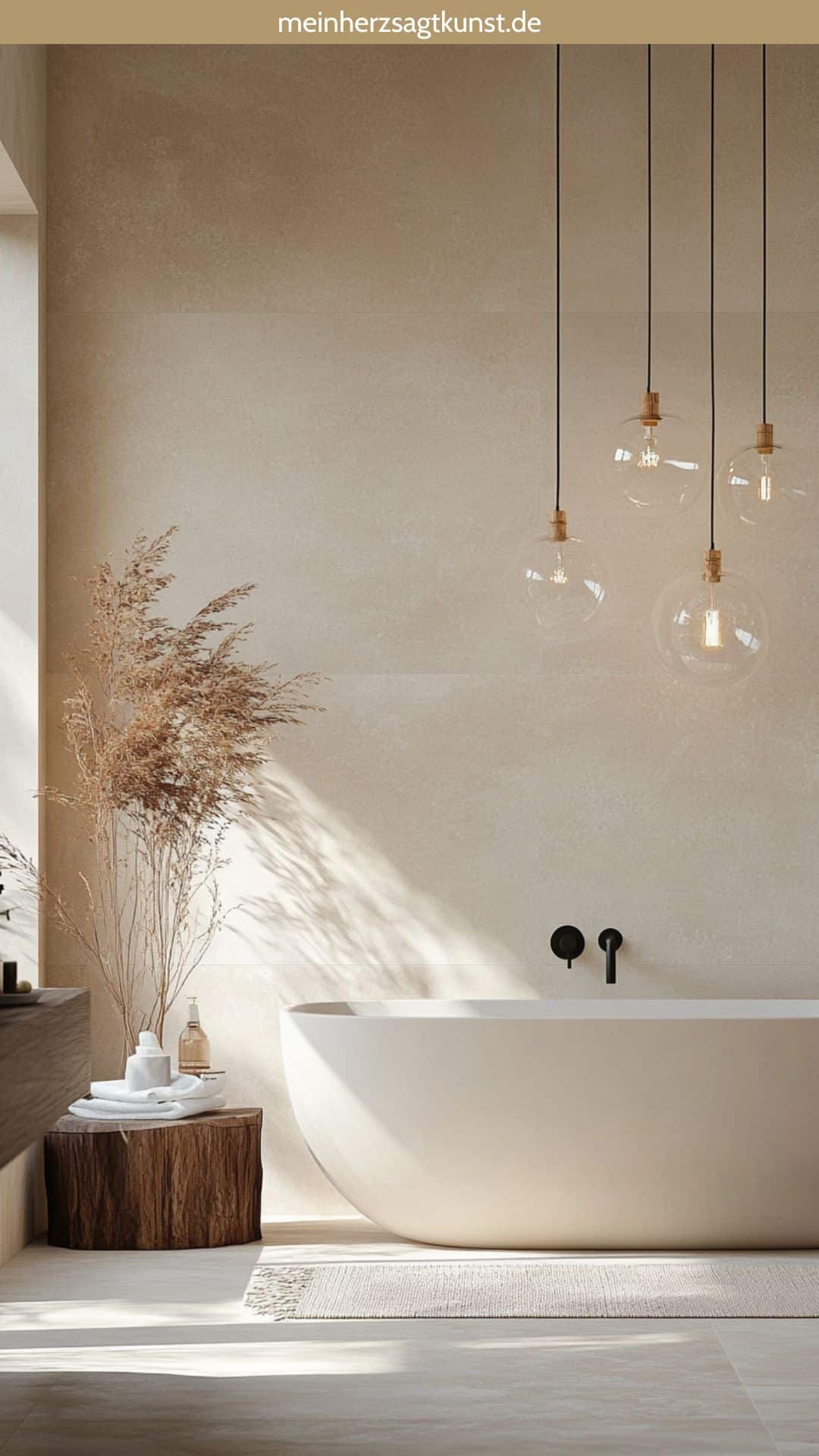Heller Sandstein für mediterrane Atmosphäre im Badezimmer