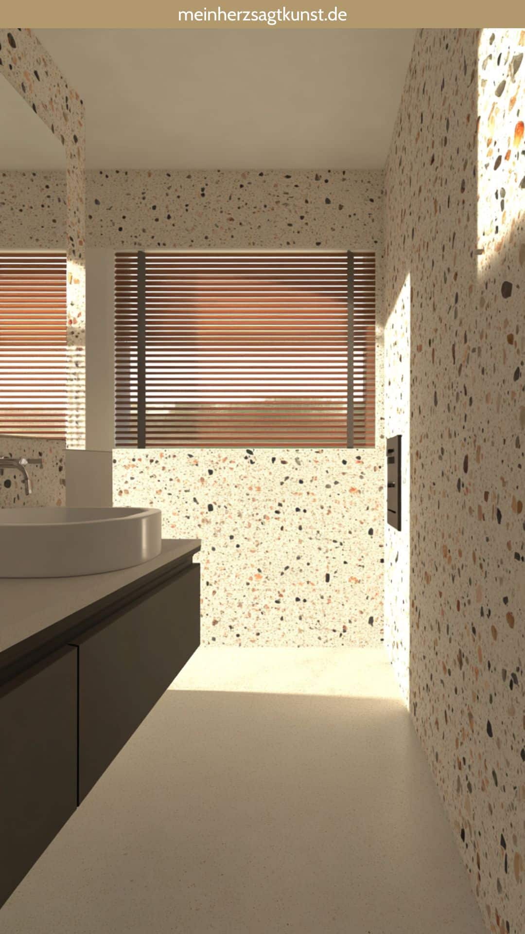 Terrazzo-Akzentwand für lebendige Farben im Badezimmer