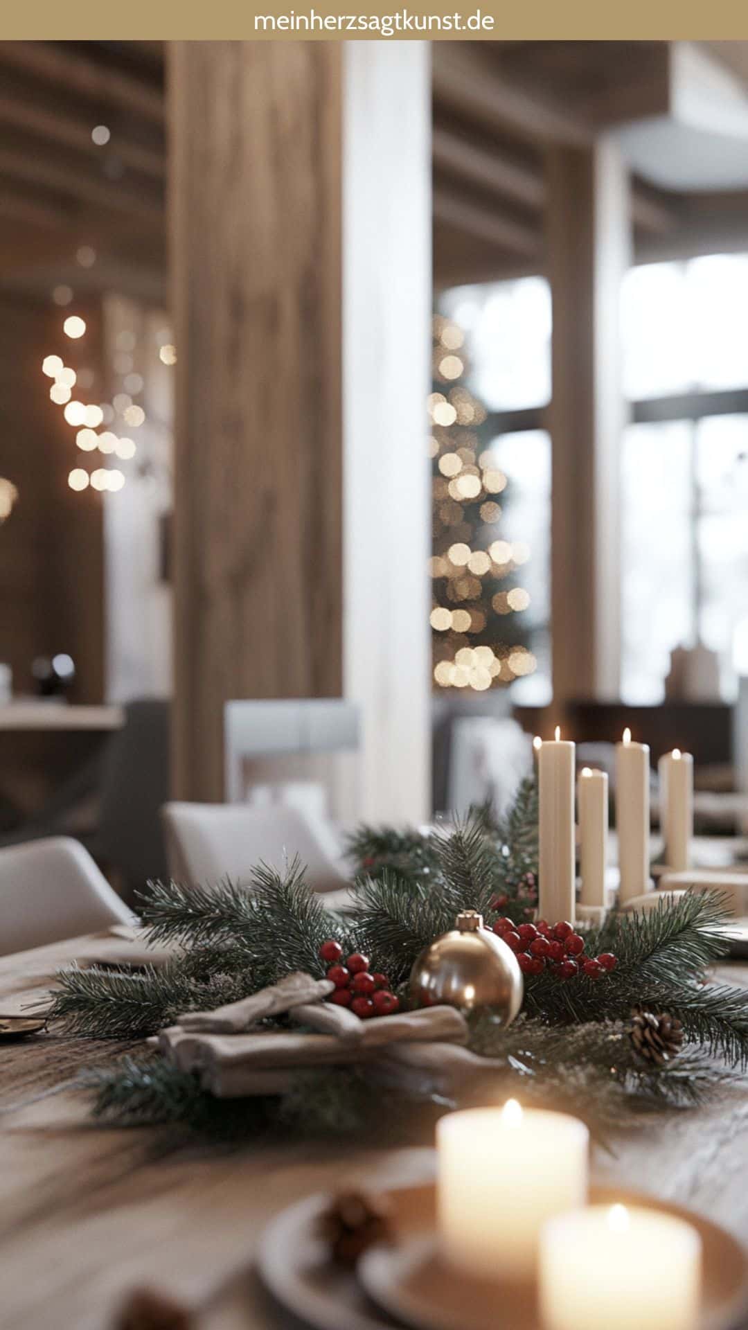 Weihnachtlicher Tischläufer aus Tannenzweigen: Natürlich und stilvoll