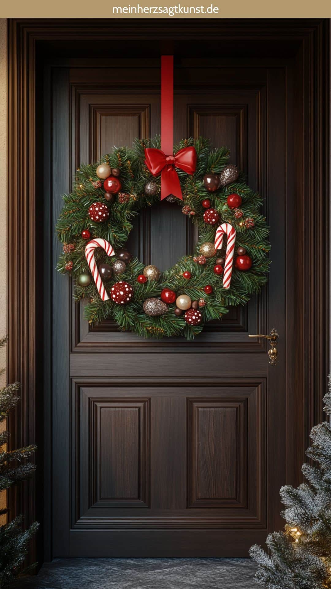 Türkranz mit Süßigkeiten und Bonbons für Weihnachten