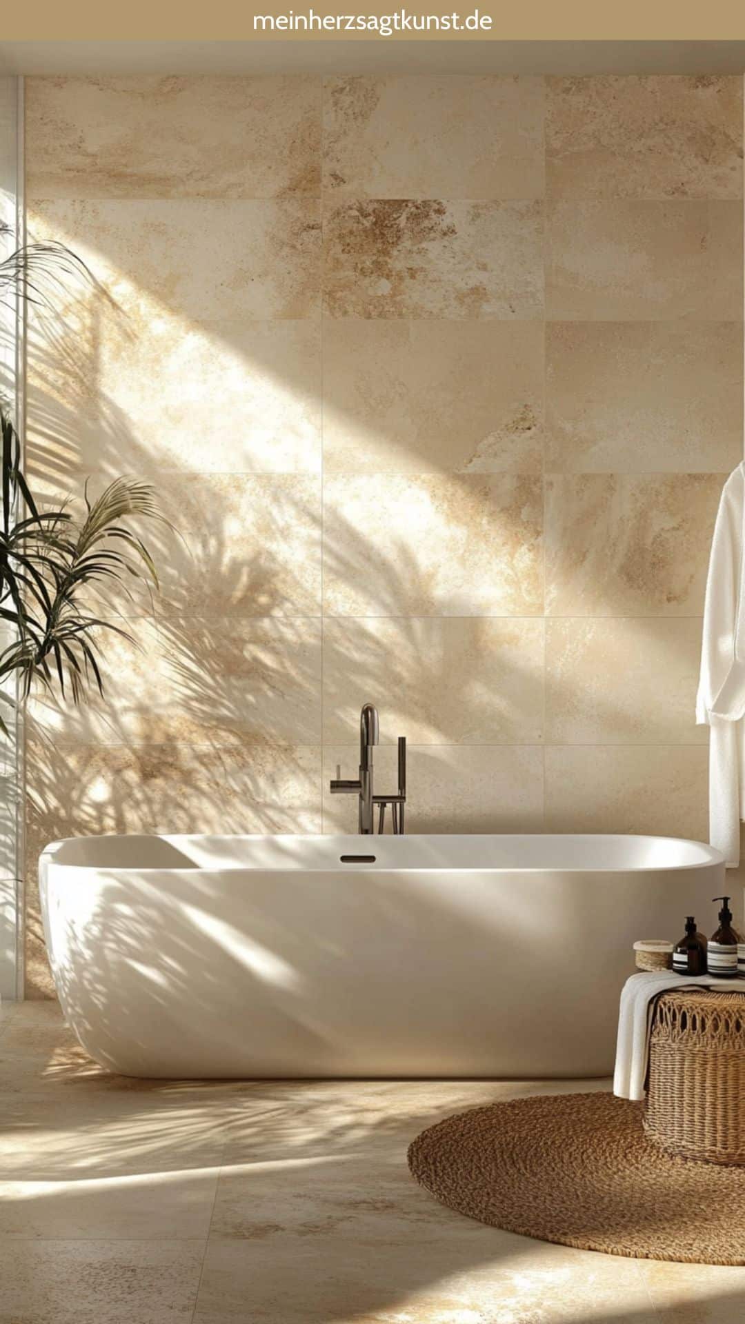 Warme Erdtöne und natürliche Materialien im Badezimmer