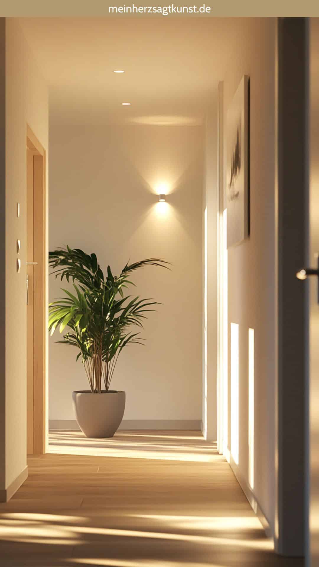 Kunstvolle Wandlampe als Wanddeko im Flur