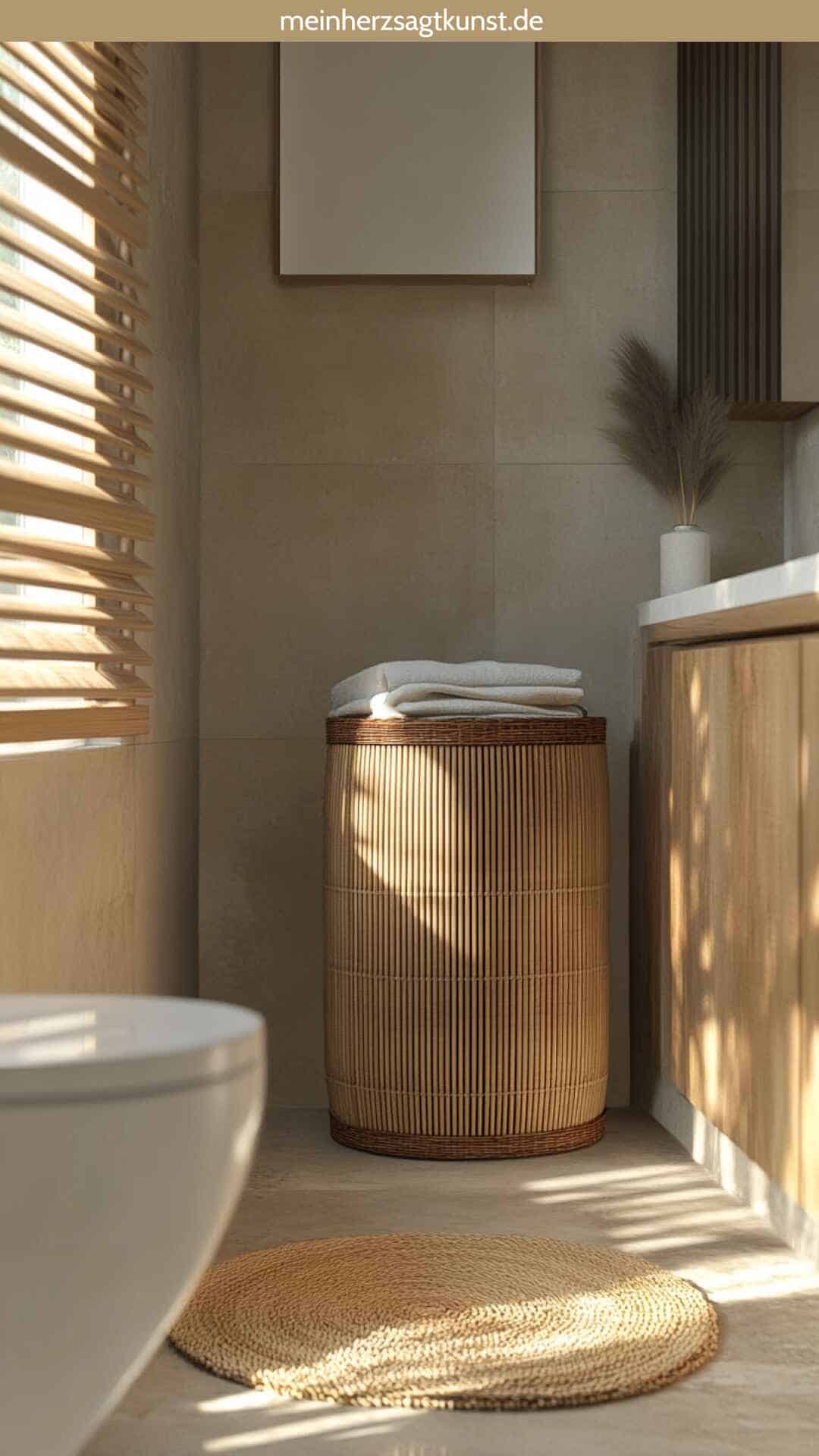 Badezimmer Accessoires Wäschekorb aus Bambus dekorativ nachhaltig