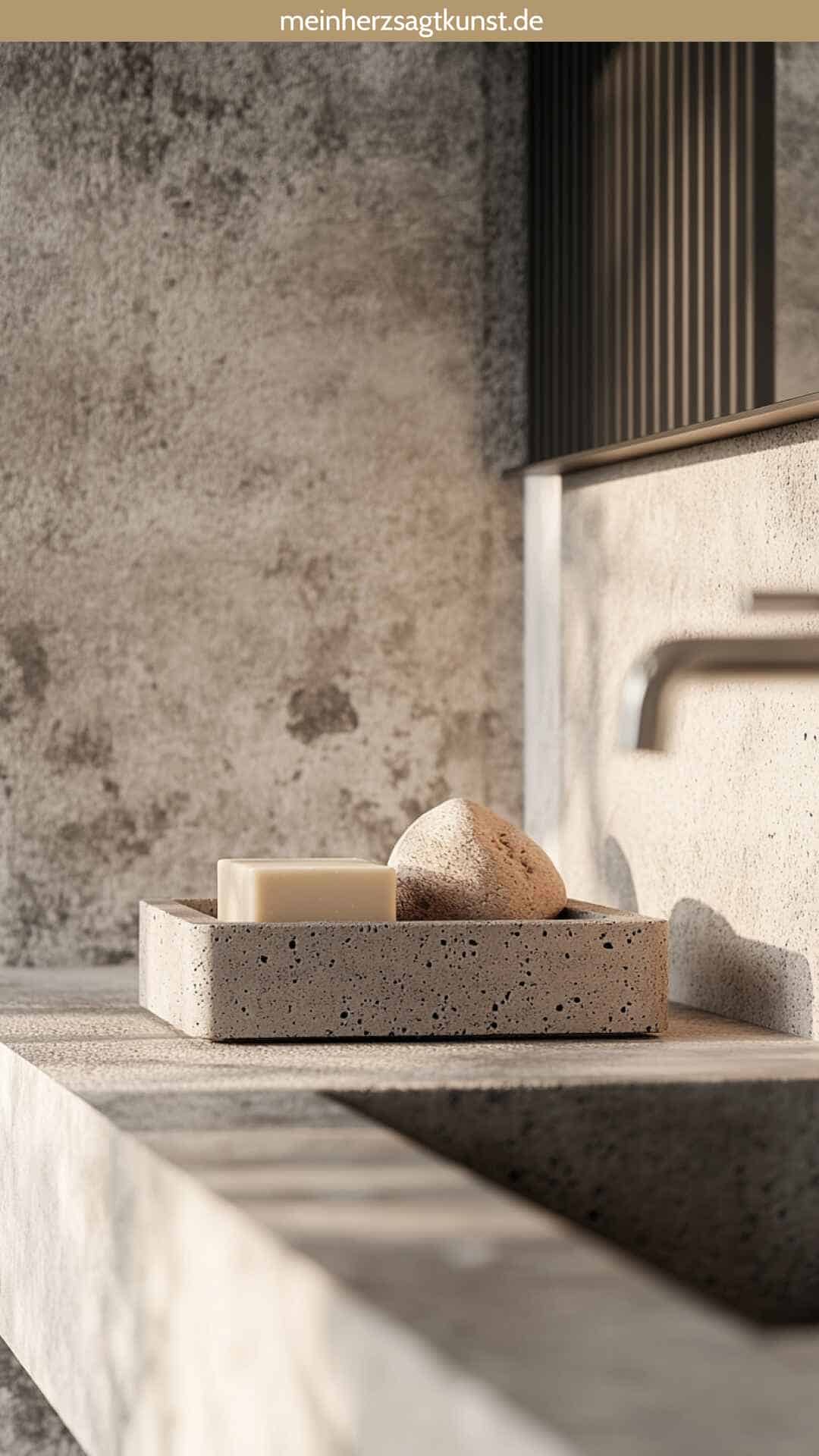 Badezimmer Accessoires Seifenschale aus Beton modern und stilvoll