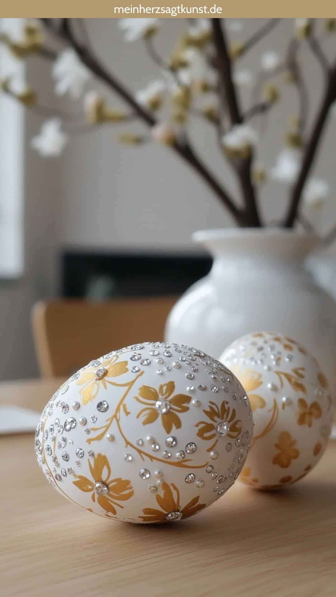 Ostereier bemalen mit Perlen & Strass – So geht’s!