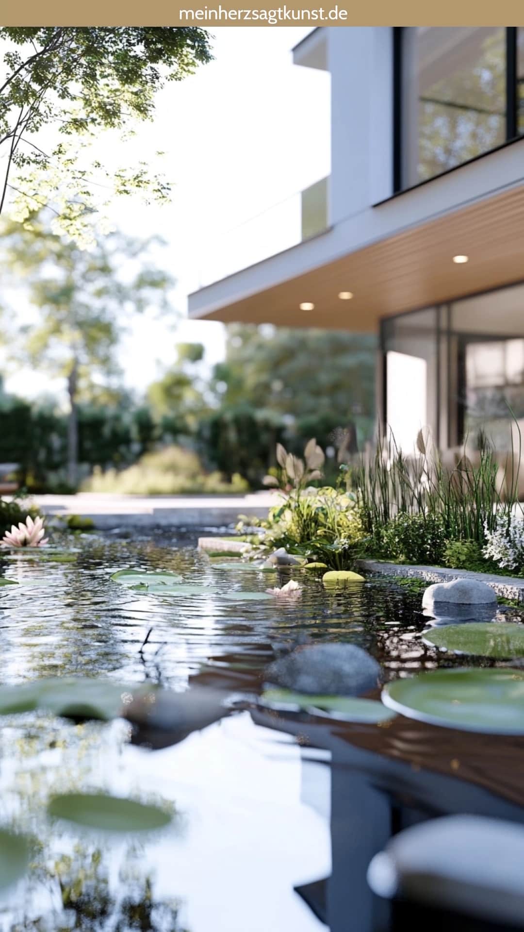 kleiner teich garten bepflanzen ideen