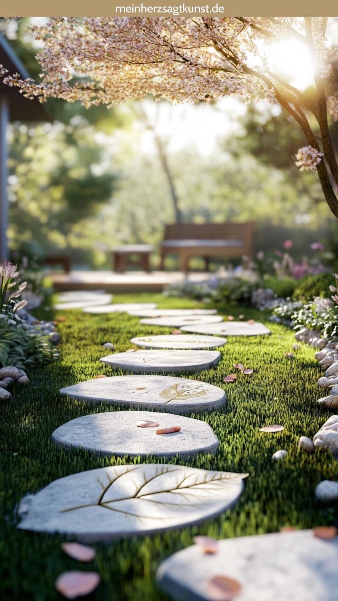 Gartendeko aus Beton: Trittstein mit Blattabdruck