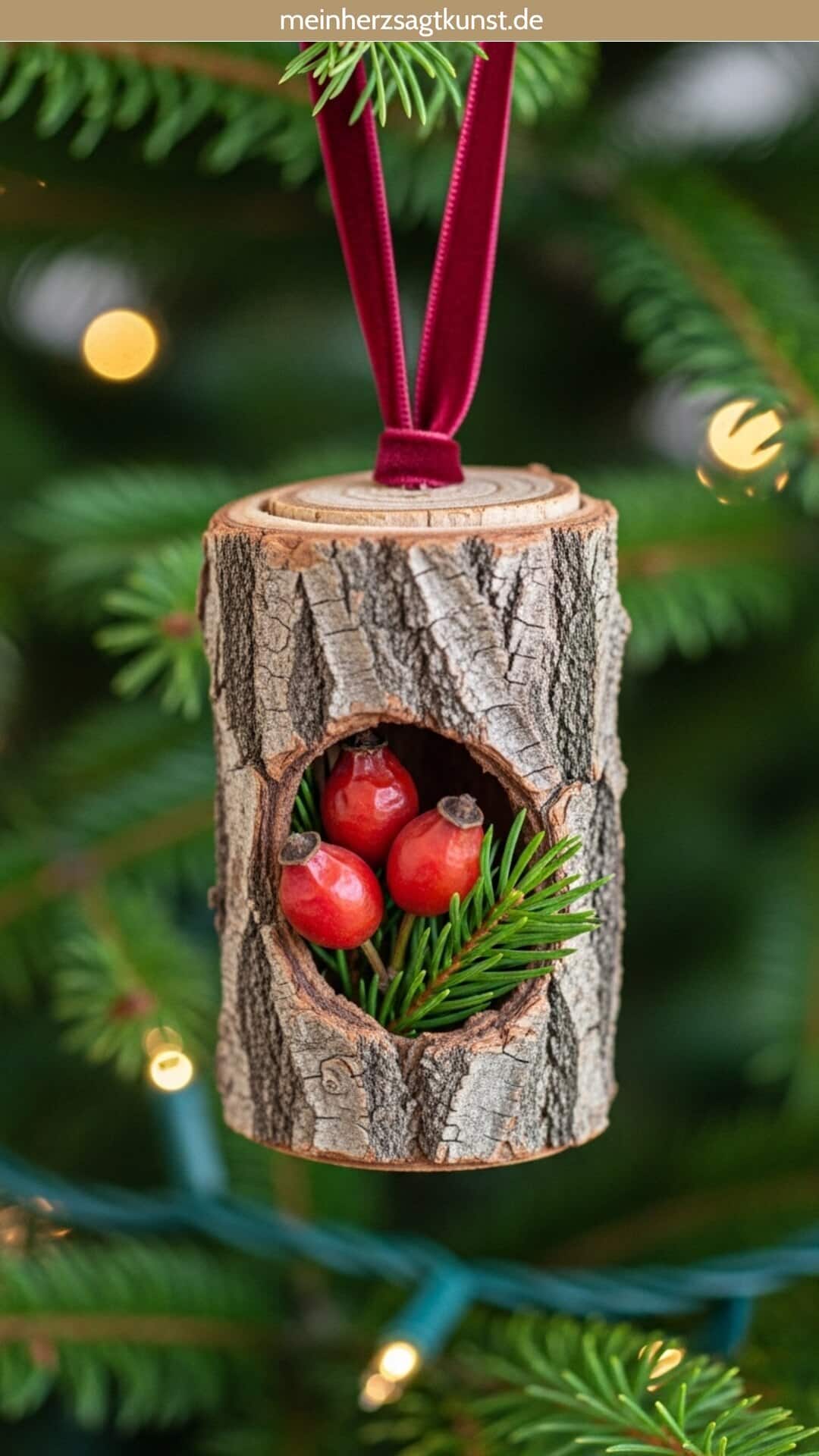 Kreative Weihnachtsdeko mit Baumrinde für den Christbaum