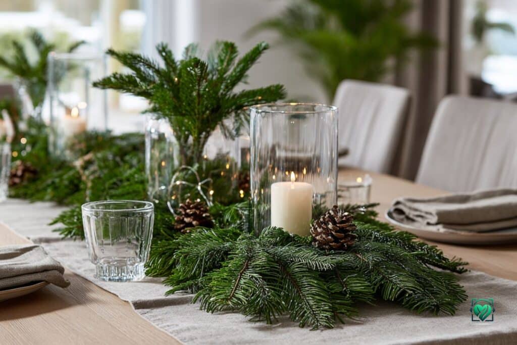 Tannenzweige auf dem Tisch dekorieren: 9 einzigartige Ideen für Ihr Fest